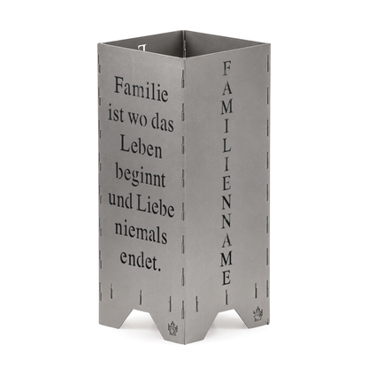 Fire barrel fire basket fire column | Family parents and a child and saying | Personalized