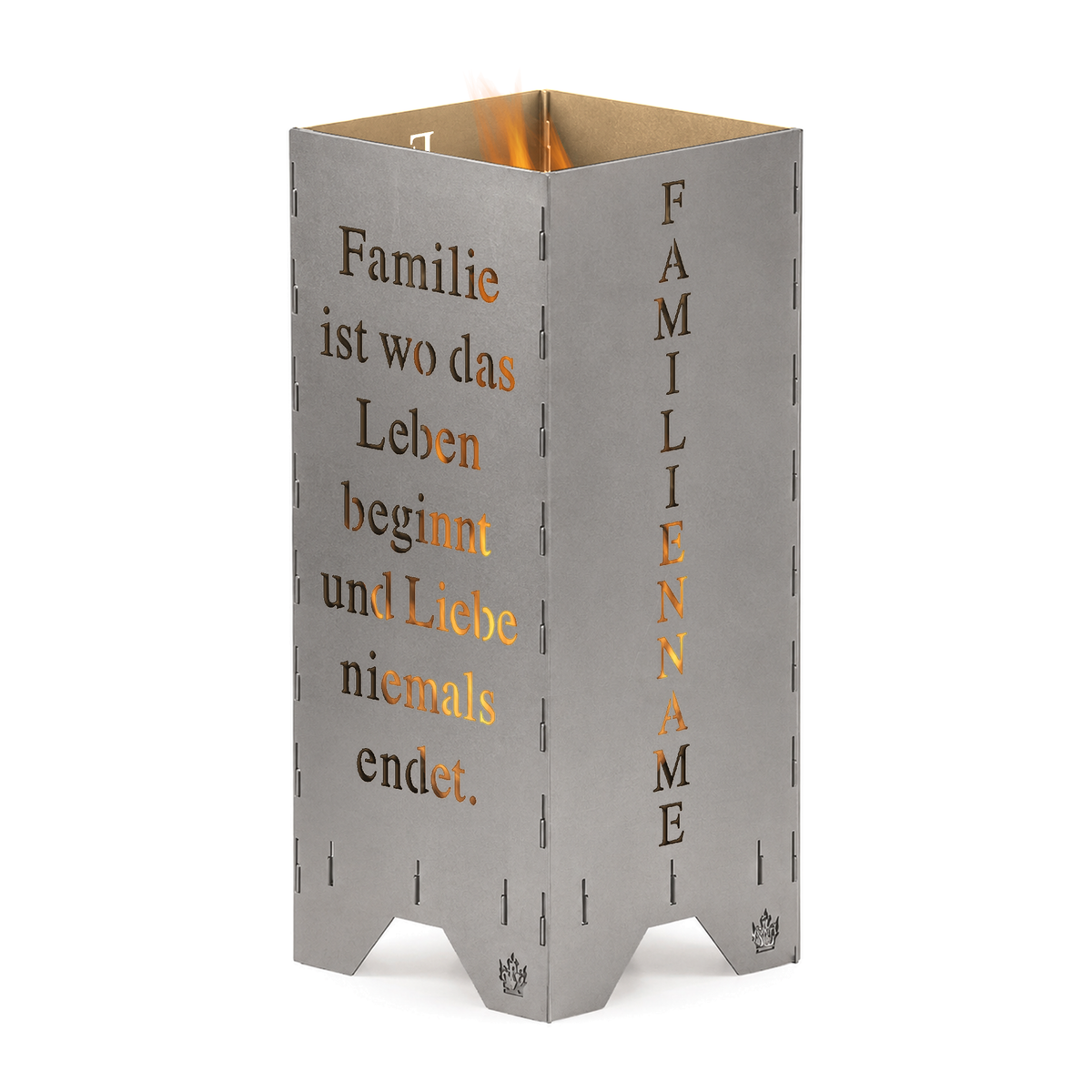 Fire barrel fire basket fire column | Family parents and a child and saying | Personalized