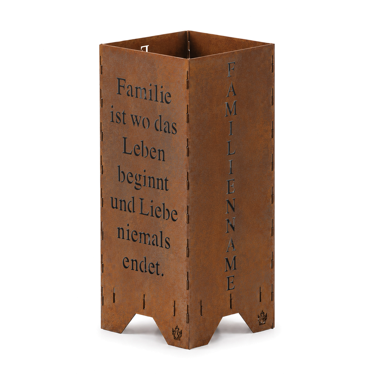Fire barrel fire basket fire column | Family parents and a child and saying | Personalized