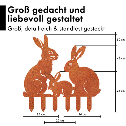 Gartenstecker-Set Hasen Familie