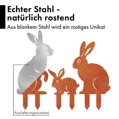 Gartenstecker-Set Hasen Familie