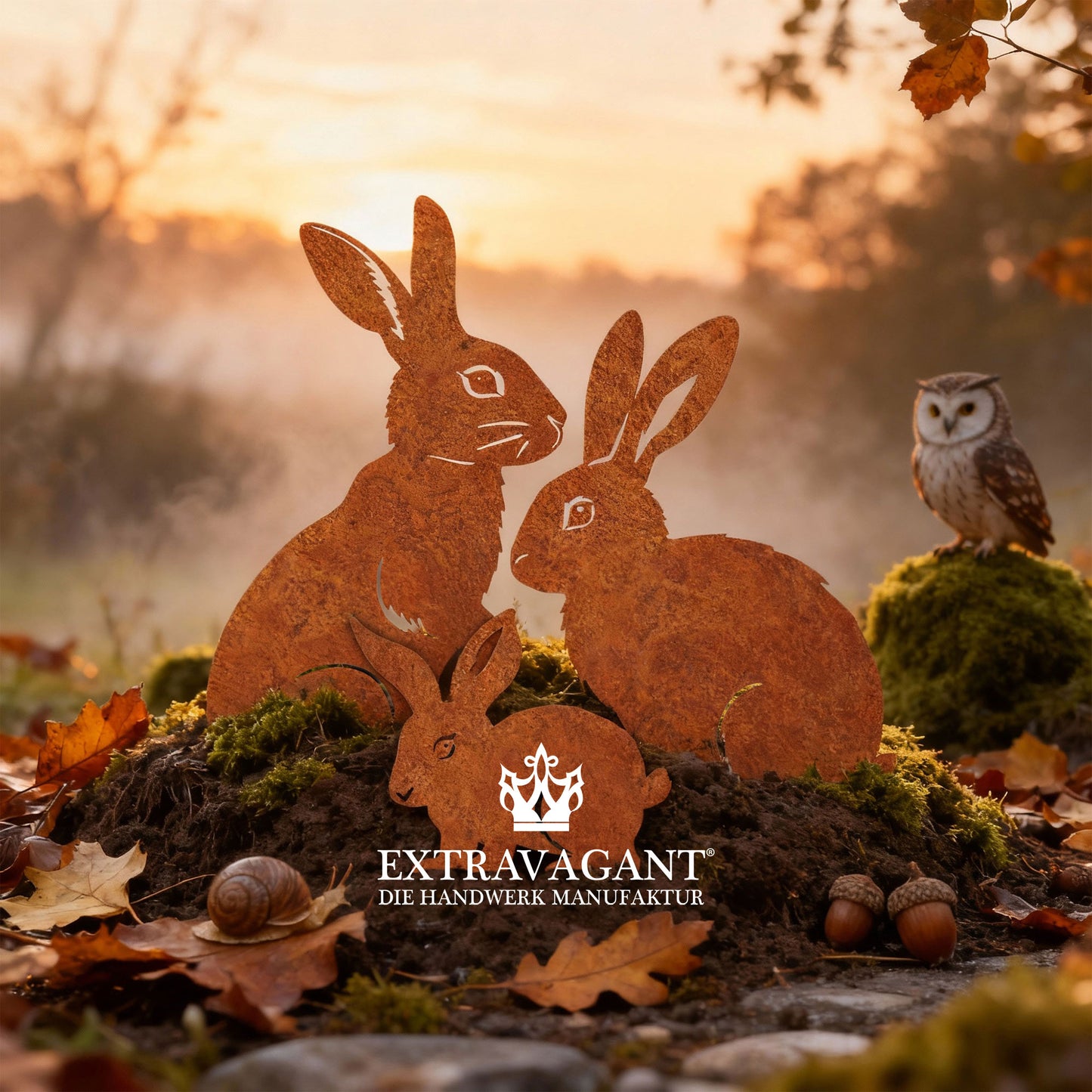 Gartenstecker-Set Hasen Familie