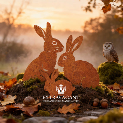 Gartenstecker-Set Hasen Familie