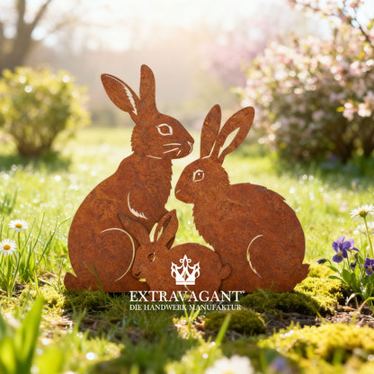 Gartenstecker-Set Hasen Familie