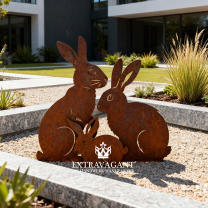 Gartenstecker-Set Hasen Familie