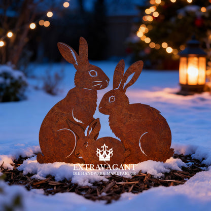 Gartenstecker-Set Hasen Familie