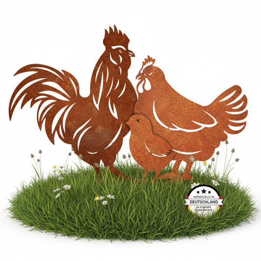 Gartenstecker-Set Hühner Familie