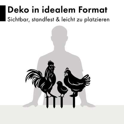 Gartenstecker-Set Hühner Familie