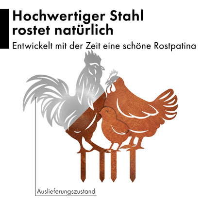 Gartenstecker-Set Hühner Familie