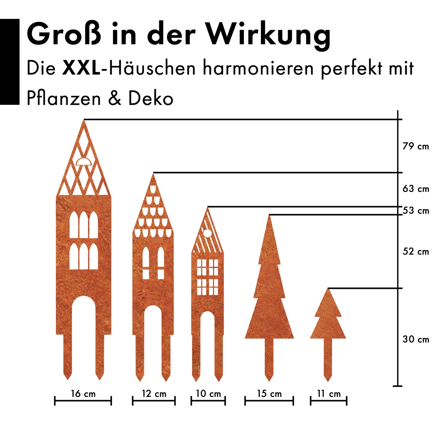 Gartenstecker-Set Häuser XXL