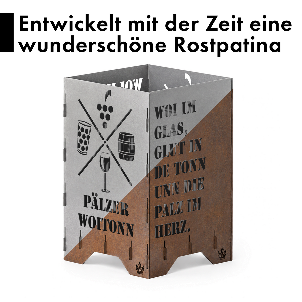 Feuertonne "Pfalz Woitonn" in 3 Größen bis 1 m Höhe