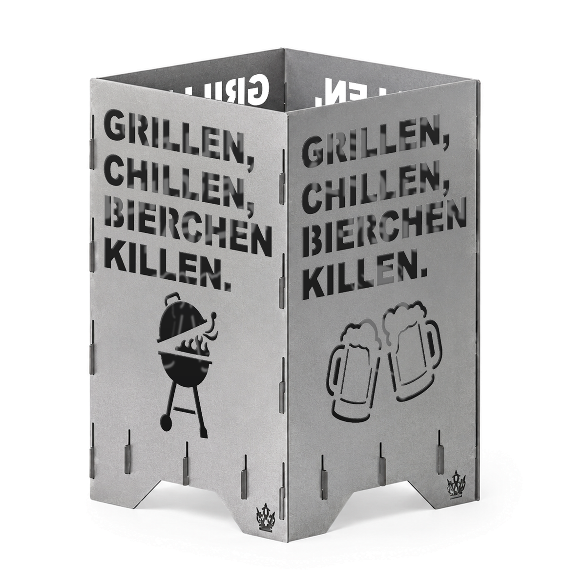 Feuertonne "Grillen, chillen" in 3 Größen bis 1 m Höhe