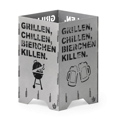 Feuertonne "Grillen, chillen" in 3 Größen bis 1 m Höhe