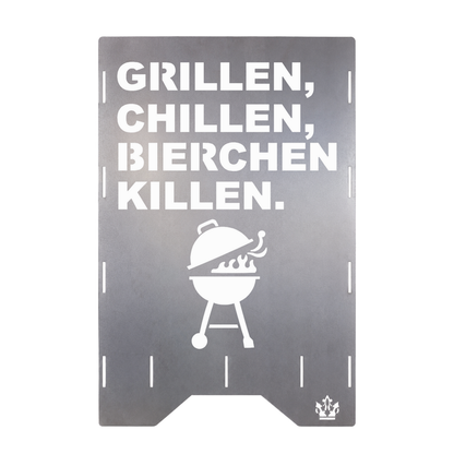 Feuertonne "Grillen, chillen" in 3 Größen bis 1 m Höhe