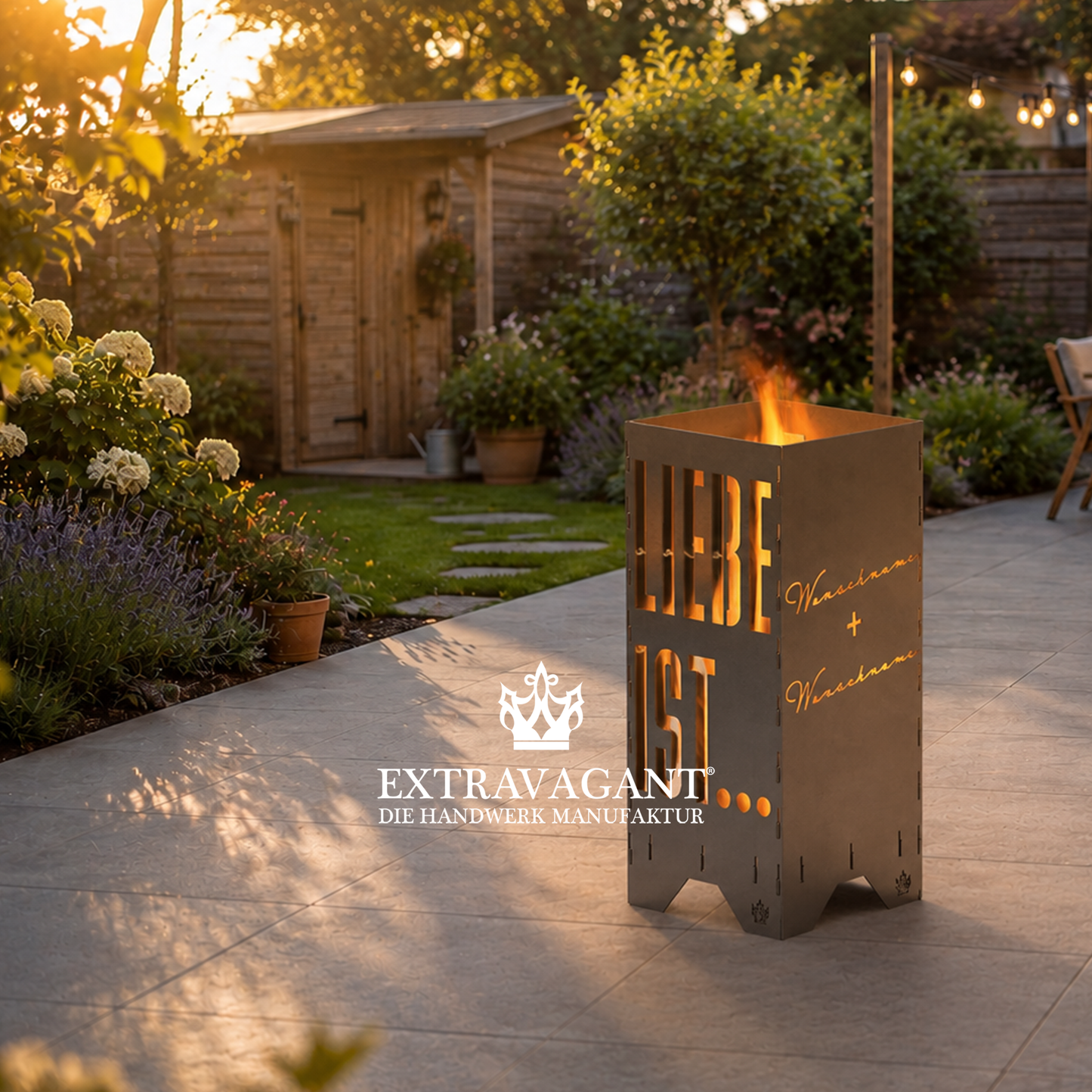 Fire barrel, fire basket, fire column, fireplace | Love motif
