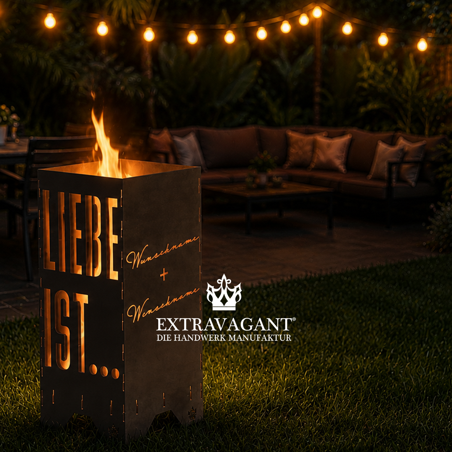 Fire barrel, fire basket, fire column, fireplace | Love motif