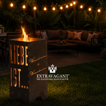 Fire barrel, fire basket, fire column, fireplace | Love motif