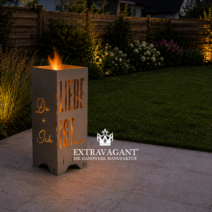 Fire barrel, fire basket, fire column, fireplace | Love motif