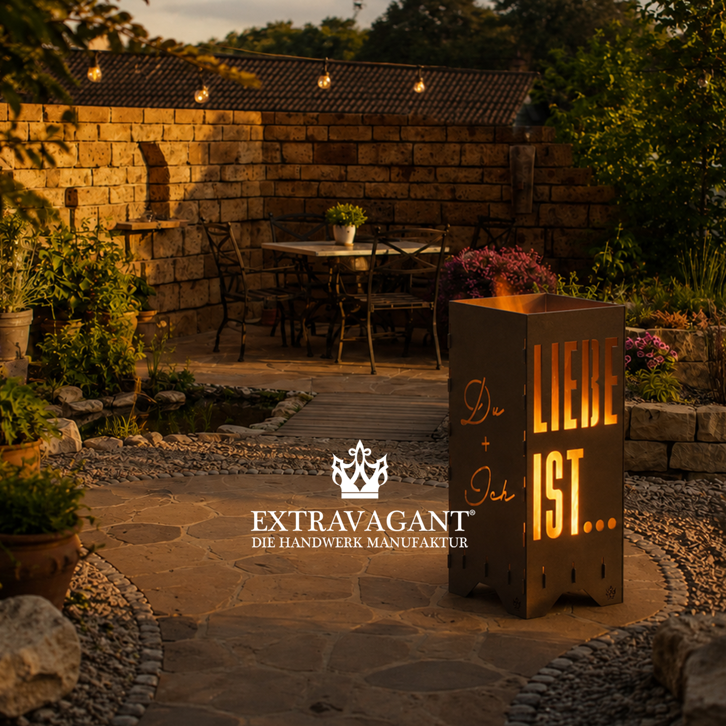 Fire barrel, fire basket, fire column, fireplace | Love motif