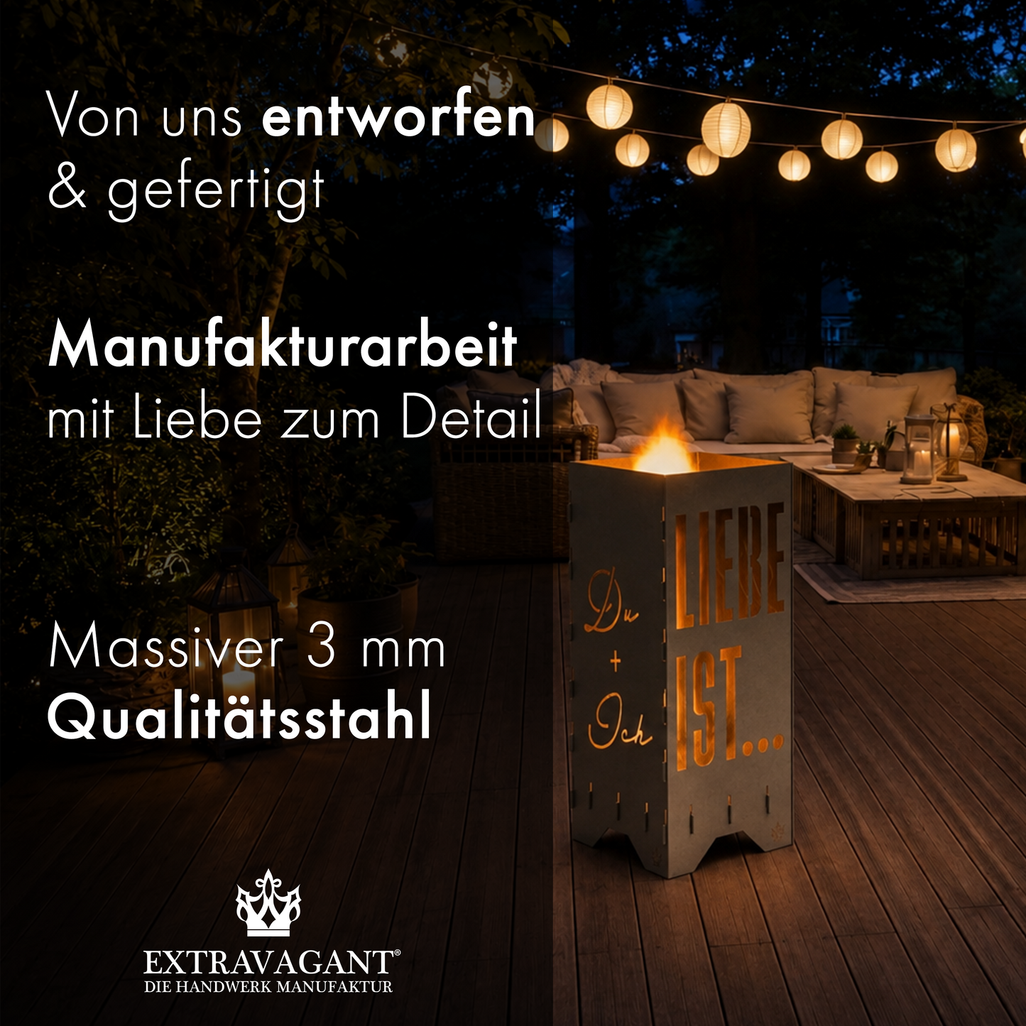 Fire barrel, fire basket, fire column, fireplace | Love motif
