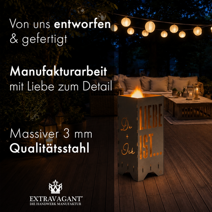Fire barrel, fire basket, fire column, fireplace | Love motif