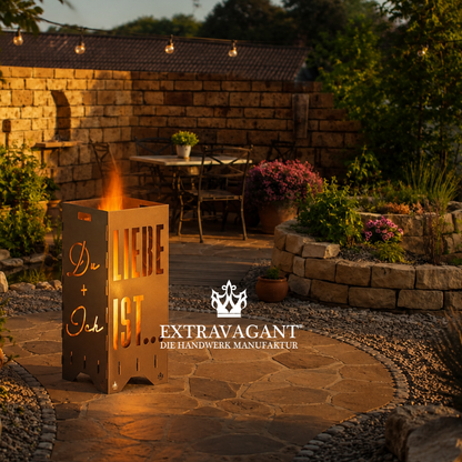 Fire barrel, fire basket, fire column, fireplace | Love motif