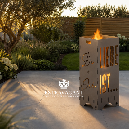 Fire barrel, fire basket, fire column, fireplace | Love motif