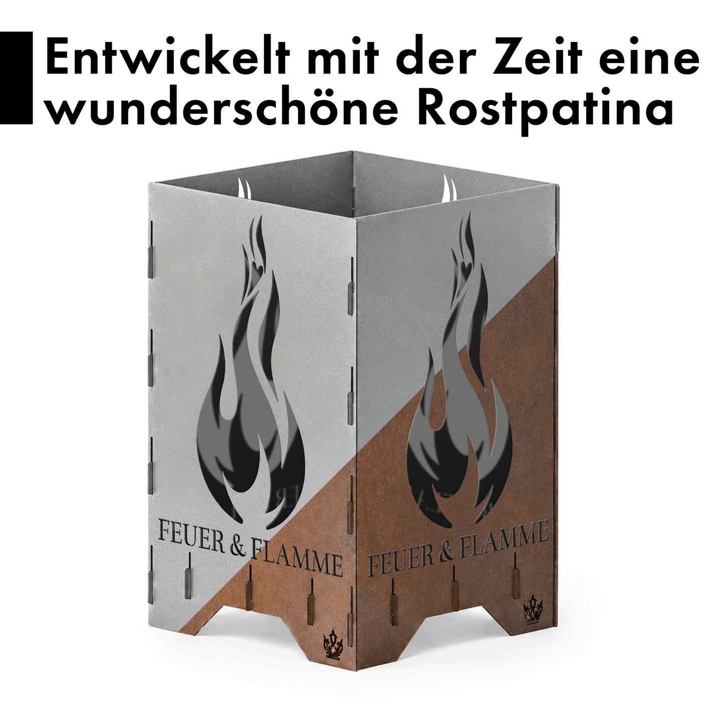 Feuertonne "Feuer & Flamme" in 3 Größen bis 1 m Höhe