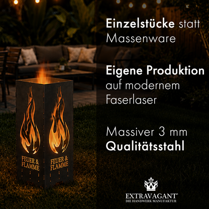Feuertonne "Feuer & Flamme" in 3 Größen bis 1 m Höhe