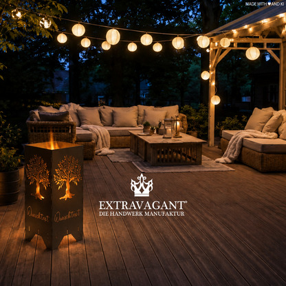 Fire barrel, fire basket, fire column, fireplace | Love motif