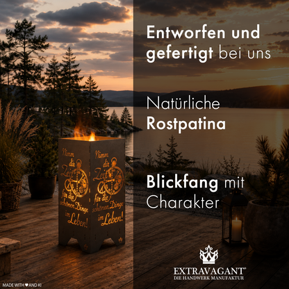 Feuertonne "Nimm dir Zeit" in 3 Größen bis 1 m Höhe