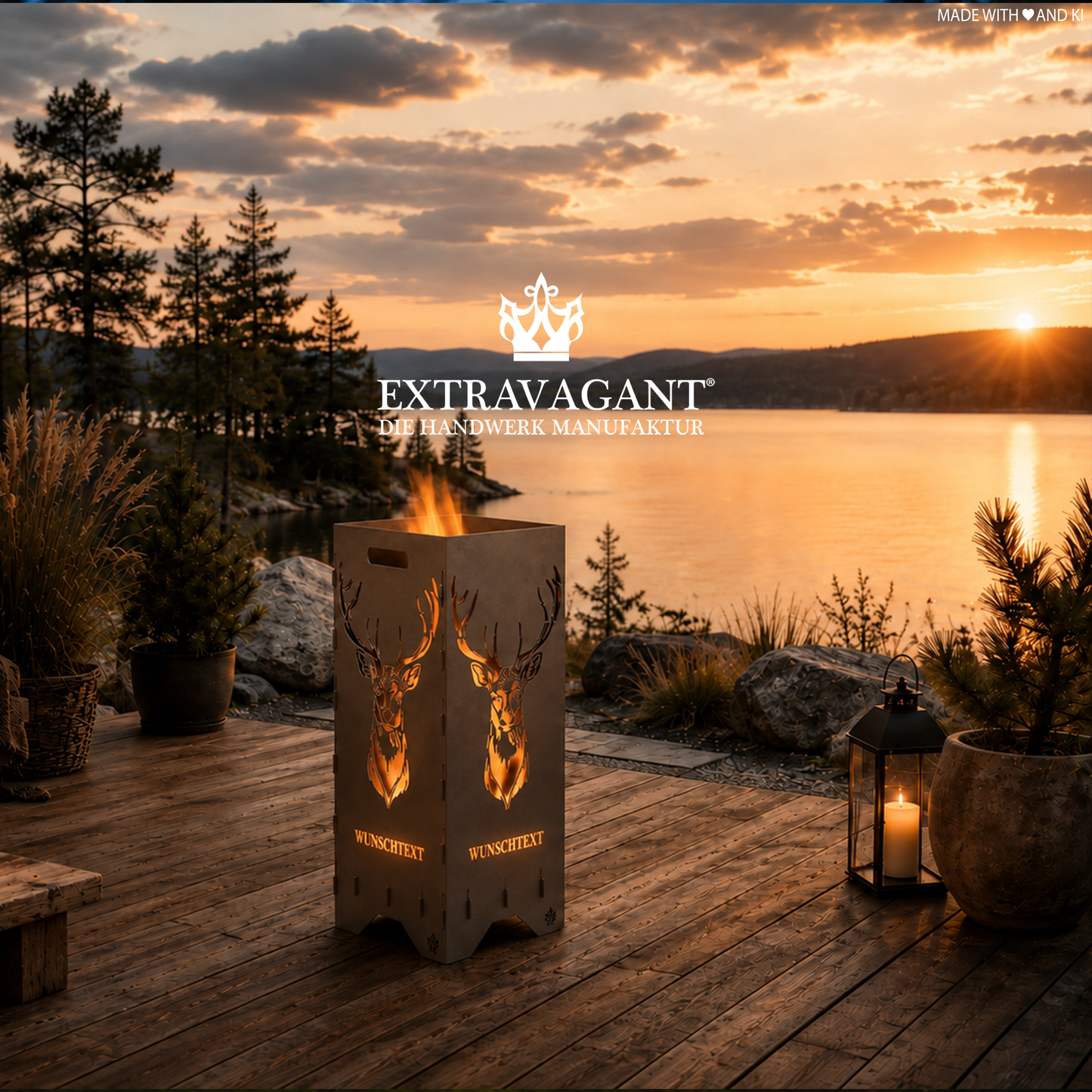 Fire barrel, fire basket, fire column, fireplace | Love motif