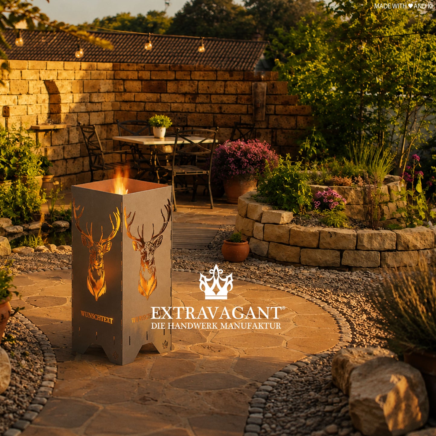 Fire barrel, fire basket, fire column, fireplace | Love motif