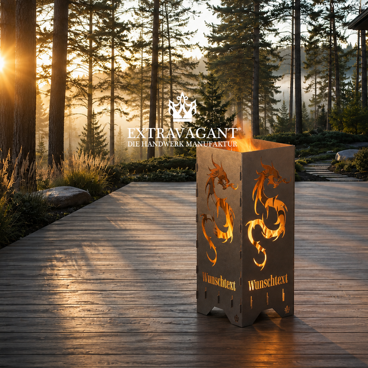 Fire barrel, fire basket, fire column, fireplace | Love motif