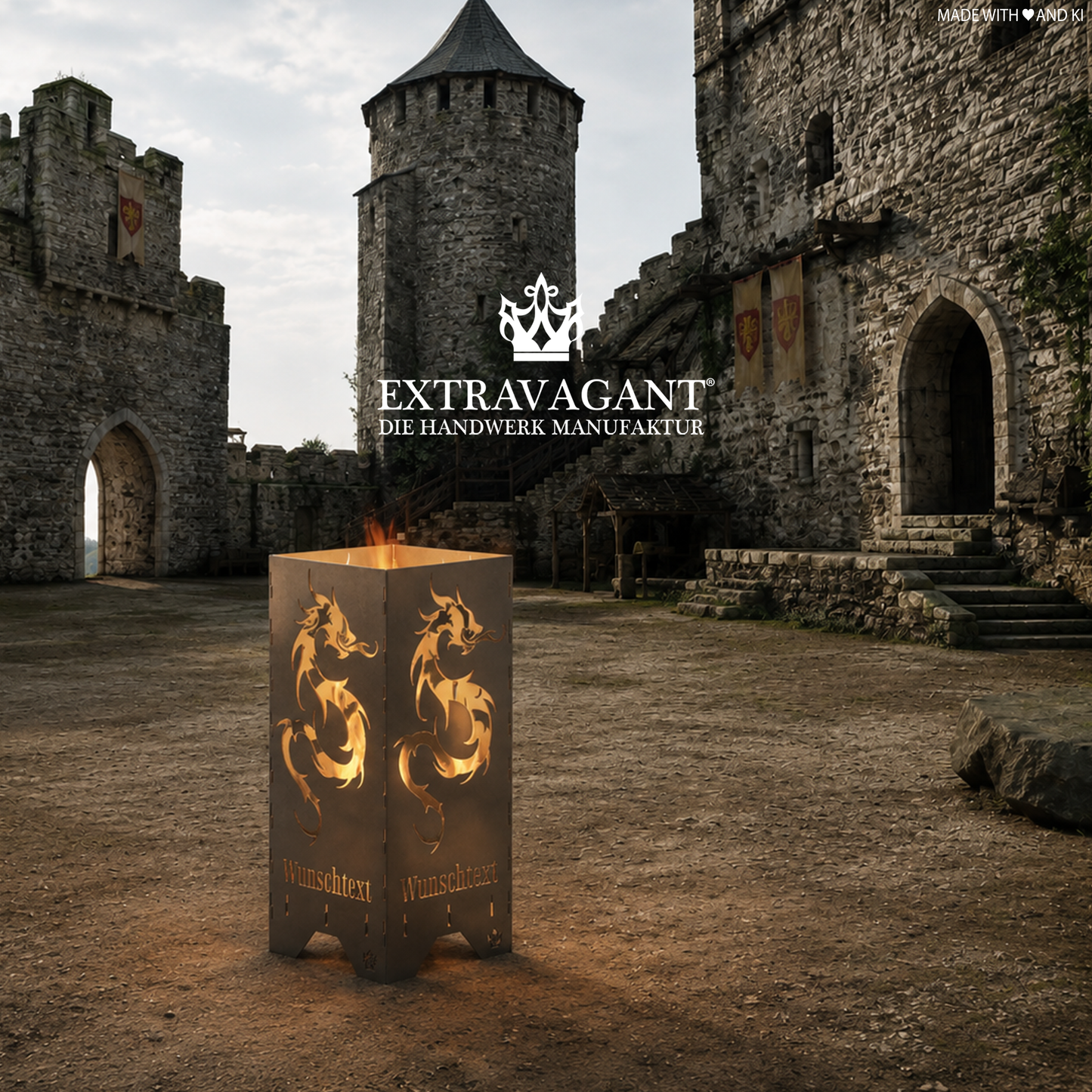 Fire barrel, fire basket, fire column, fireplace | Love motif