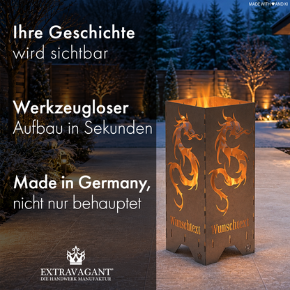 Fire barrel, fire basket, fire column, fireplace | Love motif
