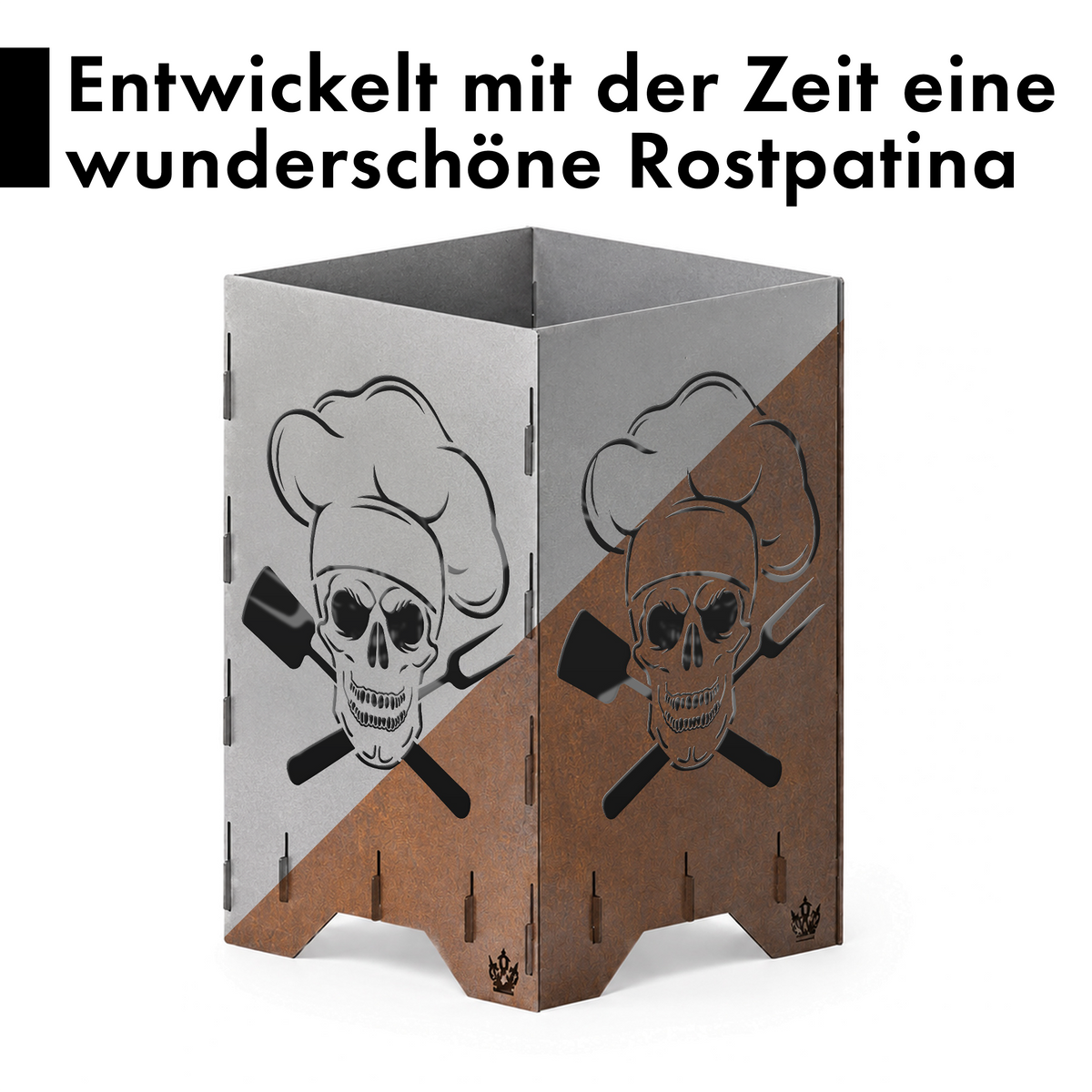 Feuertonne "Der tut nix, der will nur grillen" in 3 Größen bis 1 m Höhe