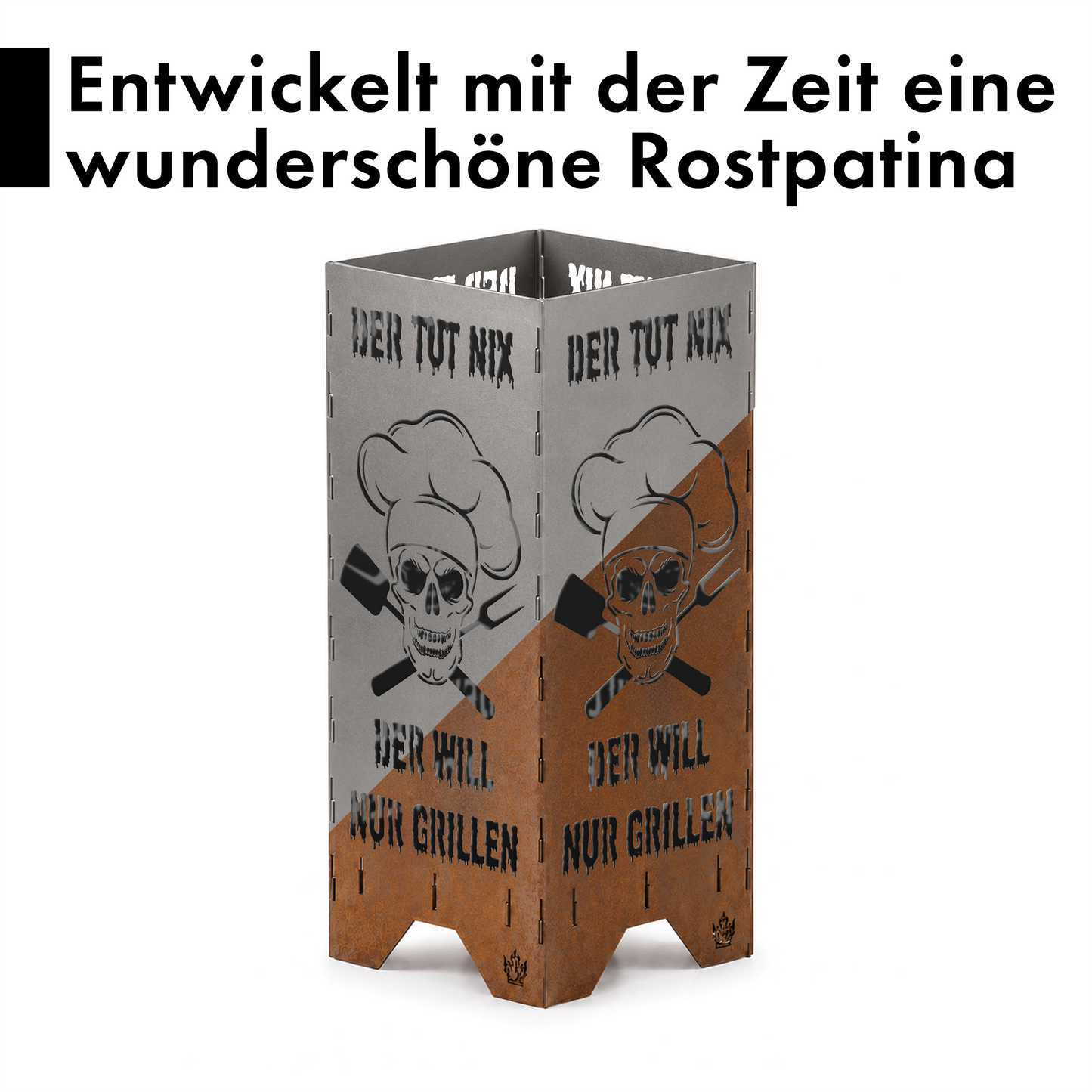 Feuertonne "Der tut nix, der will nur grillen" in 3 Größen bis 1 m Höhe