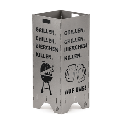 Feuertonne "Grillen, chillen" in 3 Größen bis 1 m Höhe