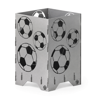 Feuertonne Fußball 50 cm aus Stahl mit Fußbällen rundum