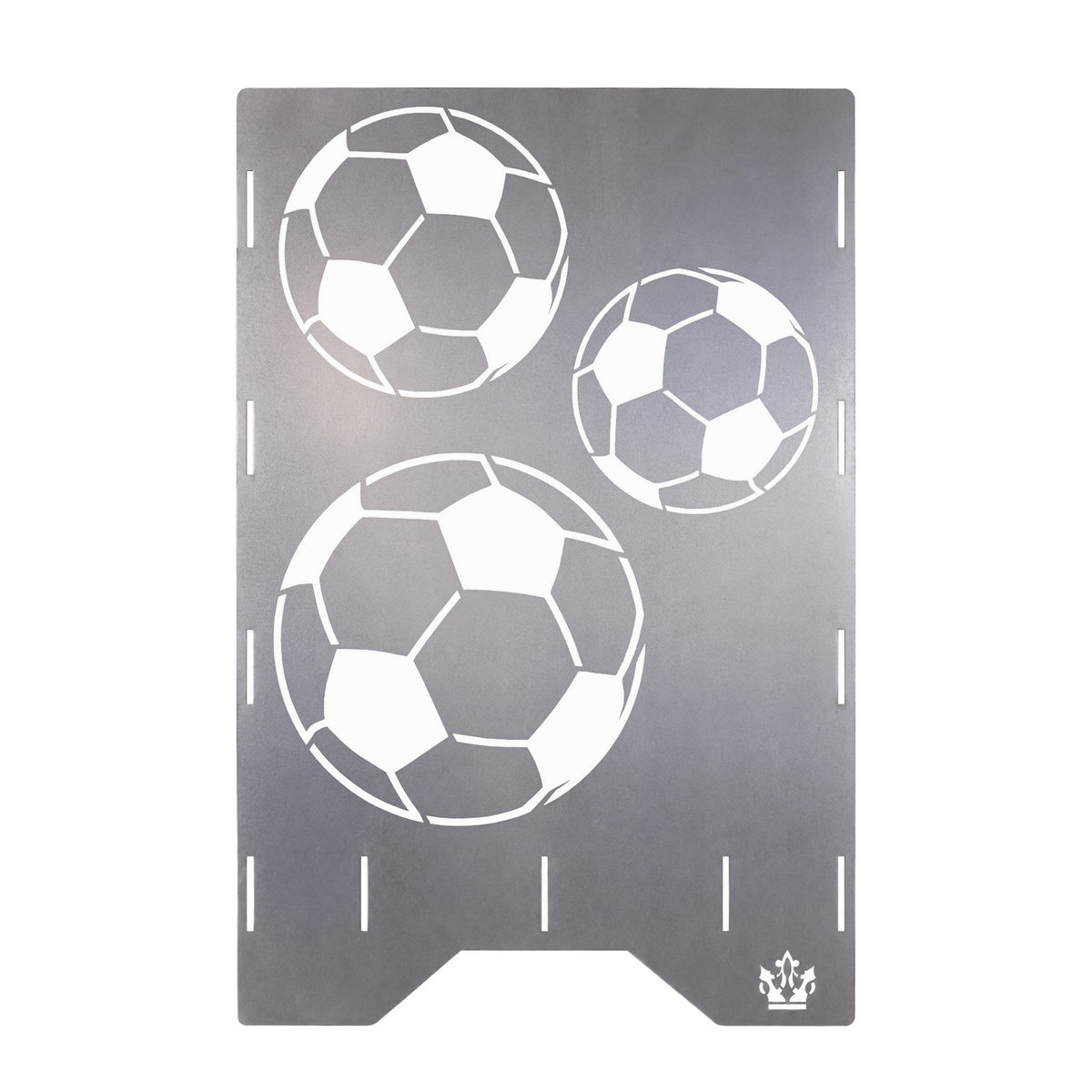 Seitenteil der Feuertonne Fußball 50 cm mit drei Fußbällen