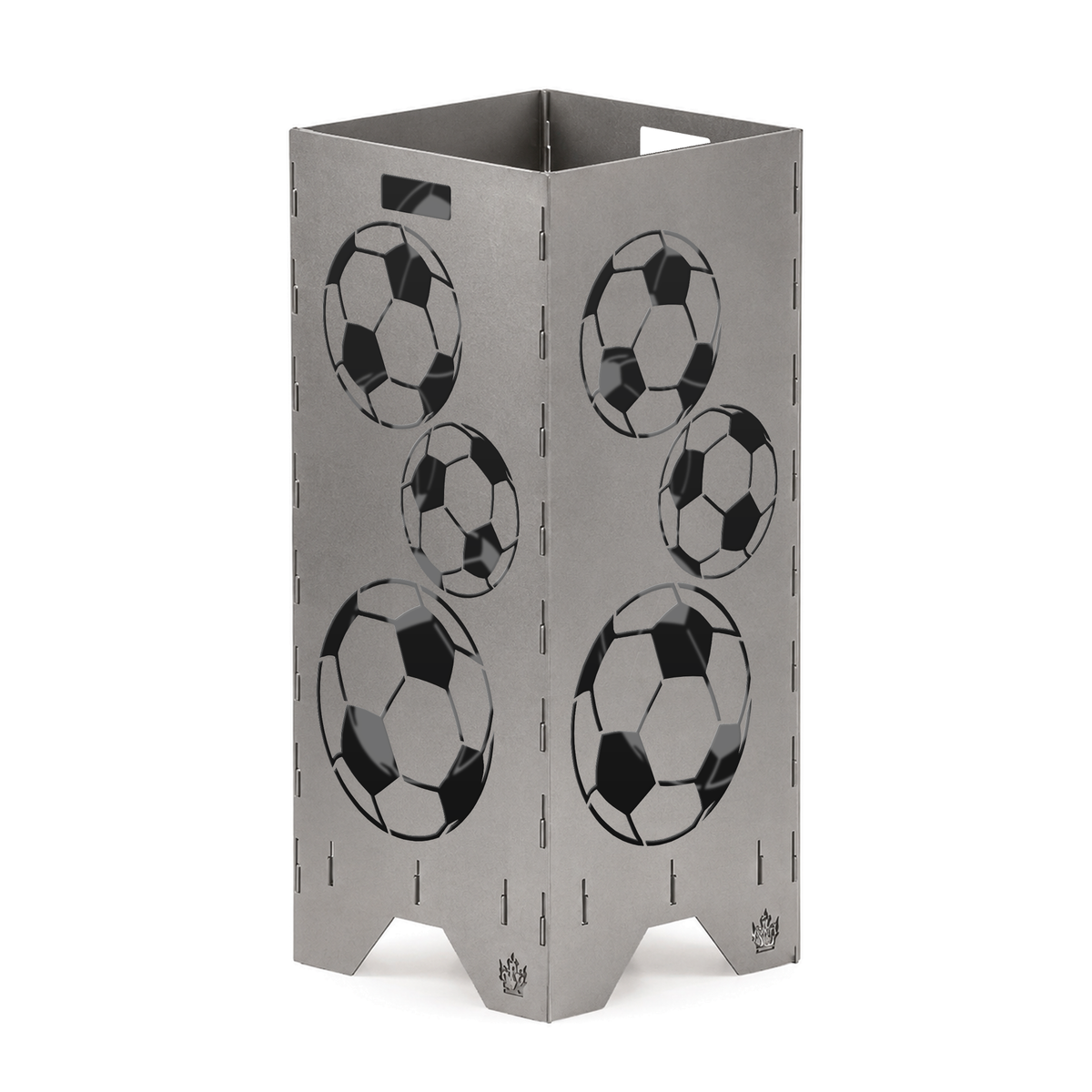 Feuertonne Fußball 1 m aus Stahl mit Fußbällen rundum