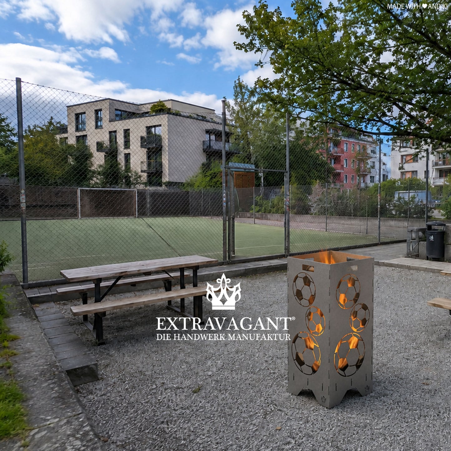 Feuertonne "Fußball" in 3 Größen bis 1 m Höhe