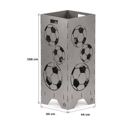 Maße der Feuertonne Fußball 1 m: 100 cm hoch, Grundfläche 44 x 44 cm