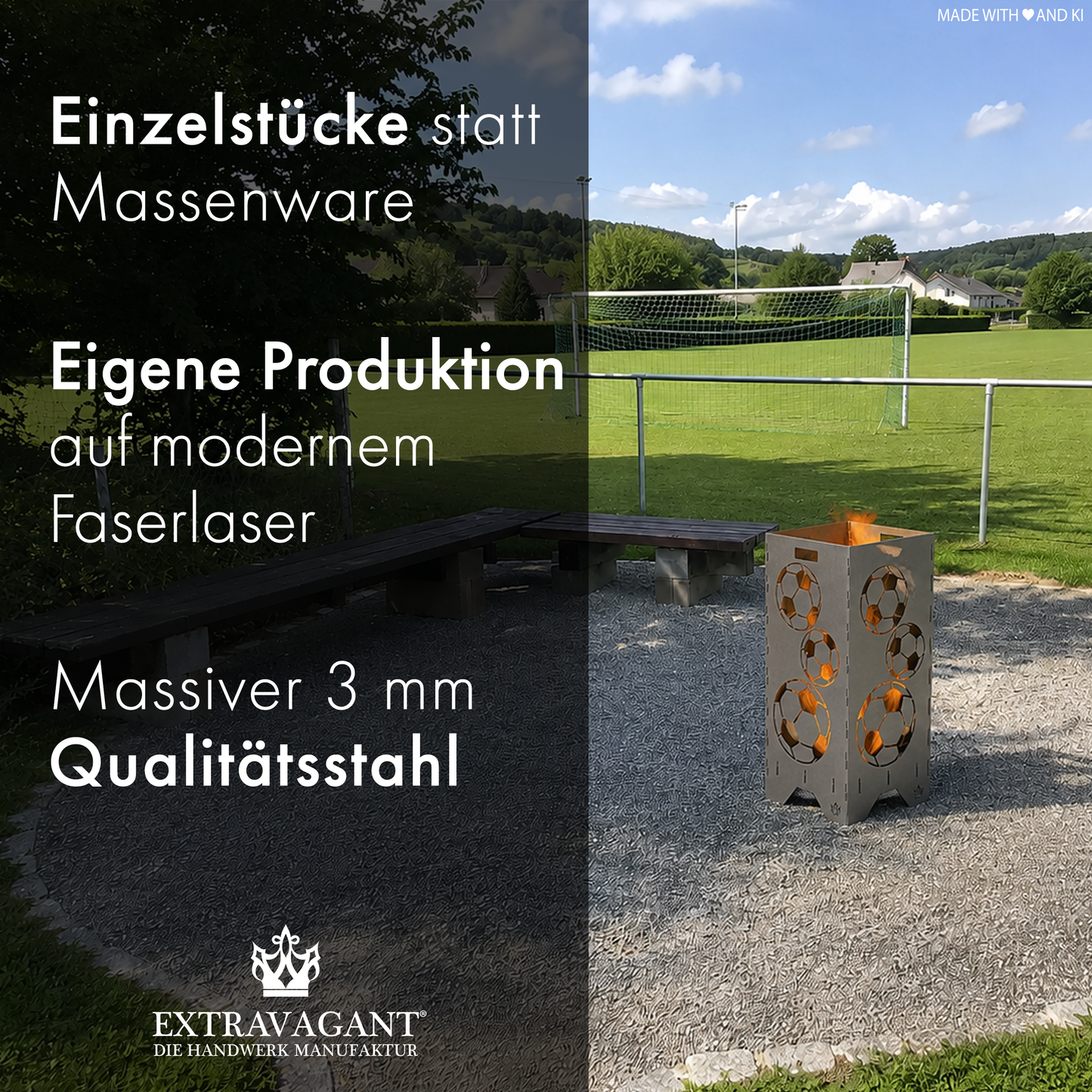 Feuertonne "Fußball" in 3 Größen bis 1 m Höhe