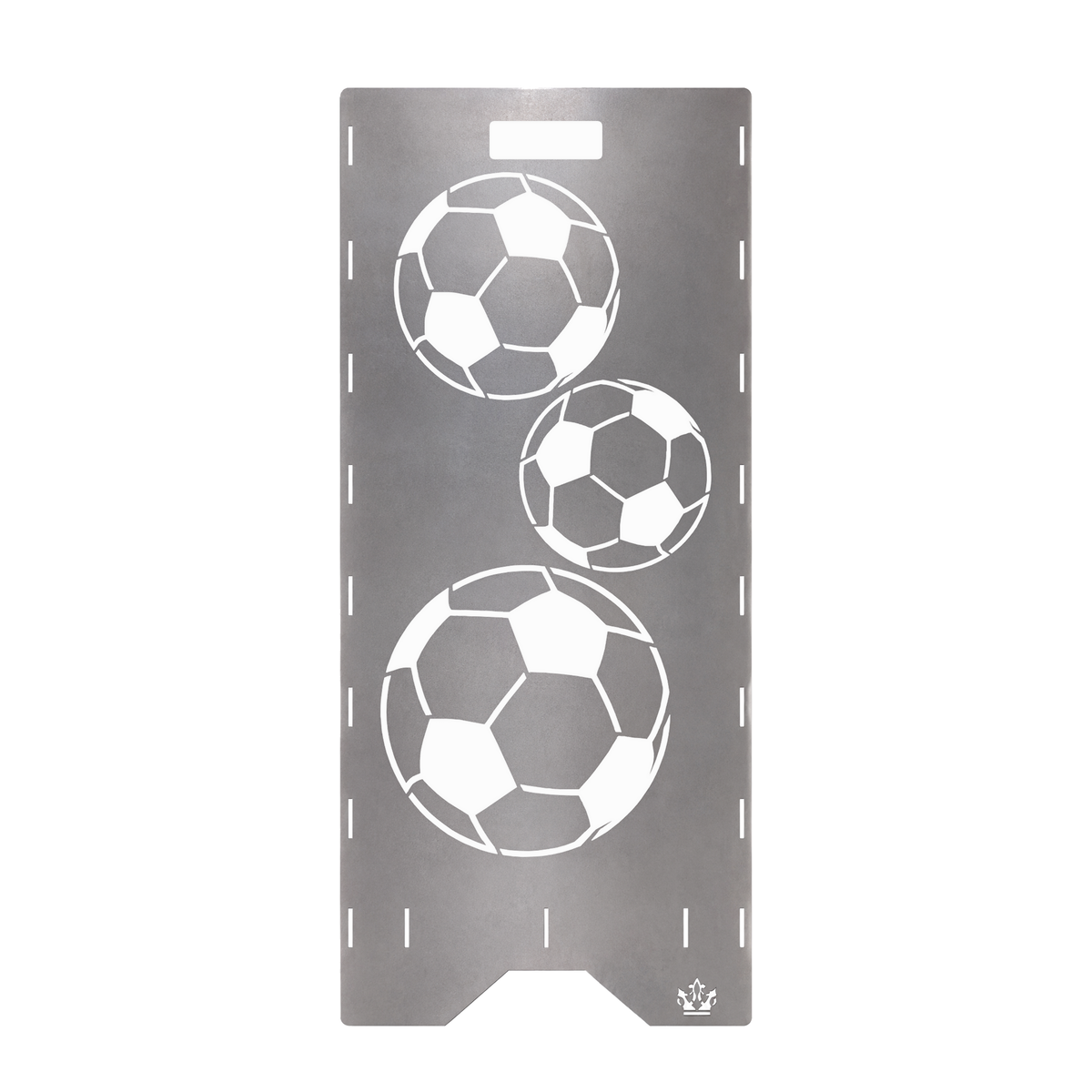 Seitenteil der Feuertonne Fußball 1 m mit drei Fußbällen