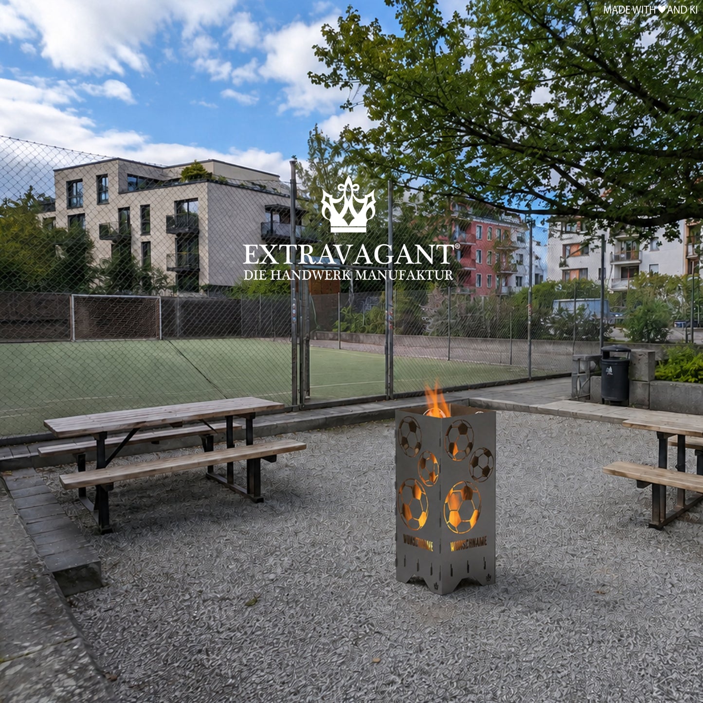 Fire barrel, fire basket, fire column, fireplace | Love motif
