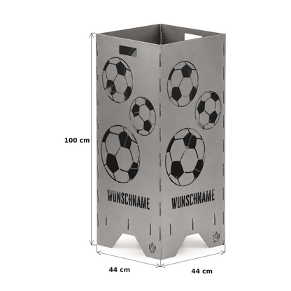 Maße der Feuertonne Fußball 1 m: 100 cm hoch, Grundfläche 44 x 44 cm