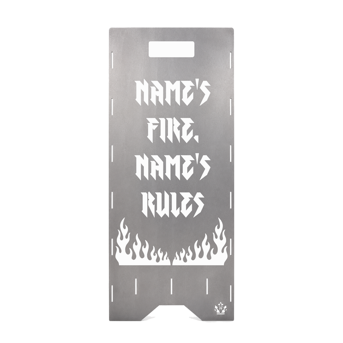 Seitenteil der Feuertonne Rock 'n' Roll 75 cm mit Wunschname im Spruch und Flammen