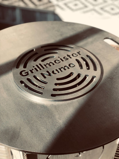 Grillplatte für Feuertonne | Classic mit abnehmbaren Mittelteil | Grillmeister Name